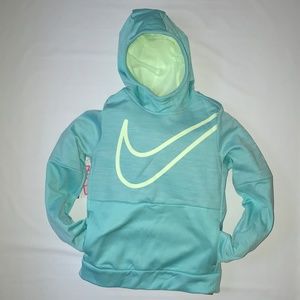 Nike Therma Aqua Blue & Yellow Swoosh Hoodie
